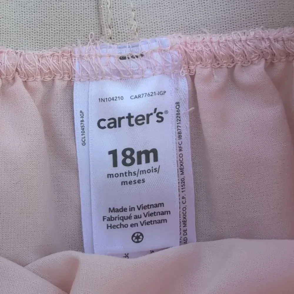 Carter's 18 Month Pink Ruffled Tutu With Gold Glitter Waist